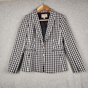 Banana Republic Blazer Womens Size 10 Navy White Gingham Check Jacket Preppy
